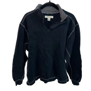 Pronto Uomo Sweater Pullover Top Long Sleeve V-Neck Quarter Zip Shirt Elbow Pads